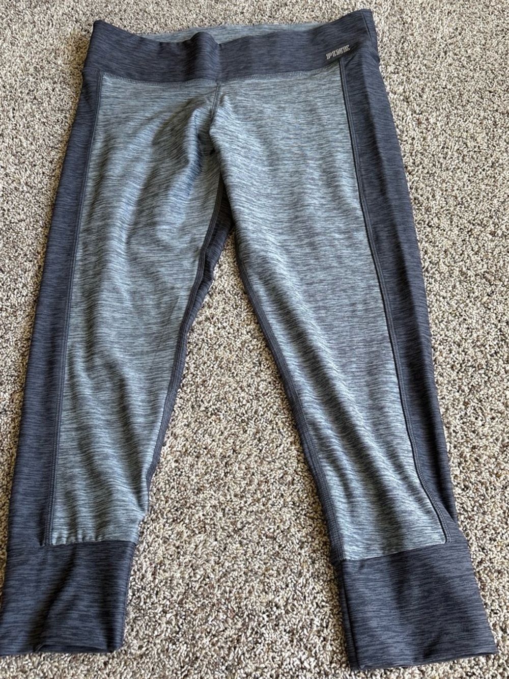 PINK Victoria's Secret Heather Gray & Charcoal Performance Leggings